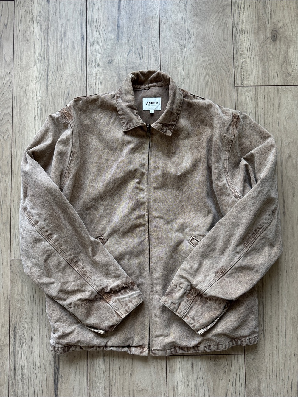 Asher Los Angeles Brown Canvas Jacket Men’s Large Full Zip Workwear Made in USA